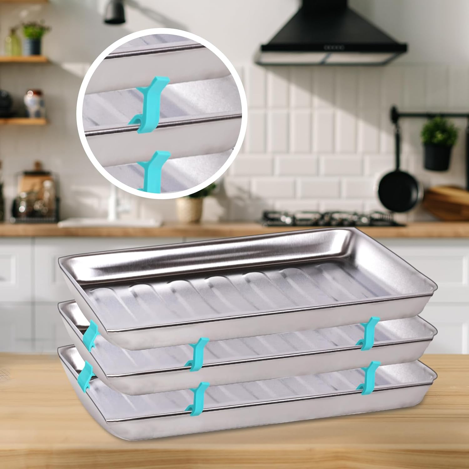 24Pcs Baking Sheet Stackers, Reusable Baking Tray Stackers Layered Baking Pan Tray Stackers Stacking Holder Cookie Sheet Stacker for Home Kitchen Freeze Dryer Trays image number 5