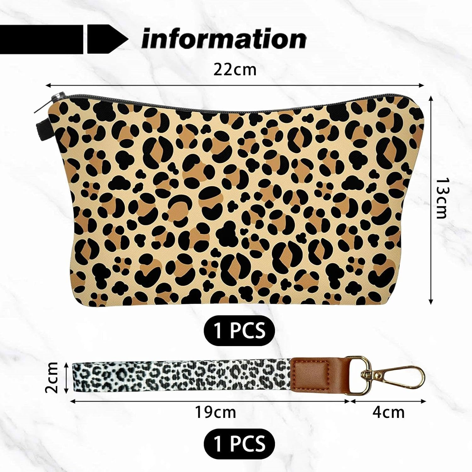 1 X Leopard Print Bag and 1 X Leopard Print, Retro Storage Bag, Large Capacity Storage, Travel Supplies. image number 3