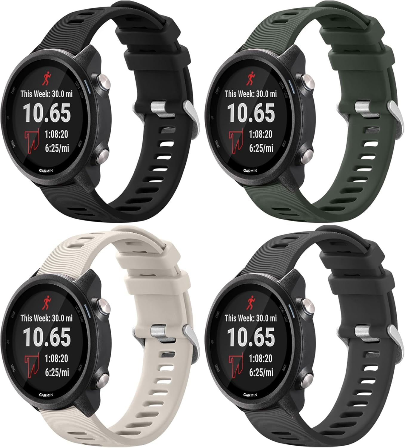 Ouwegaga Compatible with Garmin Forerunner 245/645 Watch Band, 20Mm Soft Silicone Sport Strap for Garmin Vivoactive 3/Vivomove Hr/Garmin Venu/Venu Sq/Forerunner 645/245 Music/Galaxy Watch 6/5/4 Band