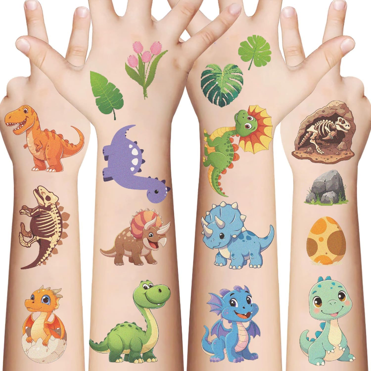Dinosaur Party Favors, 80 Pcs Dinosaur Tattoos Temporary for Kids Boys, Cute Fake Tattoos Stickers for Birthday Party Supplies Favors image number 3