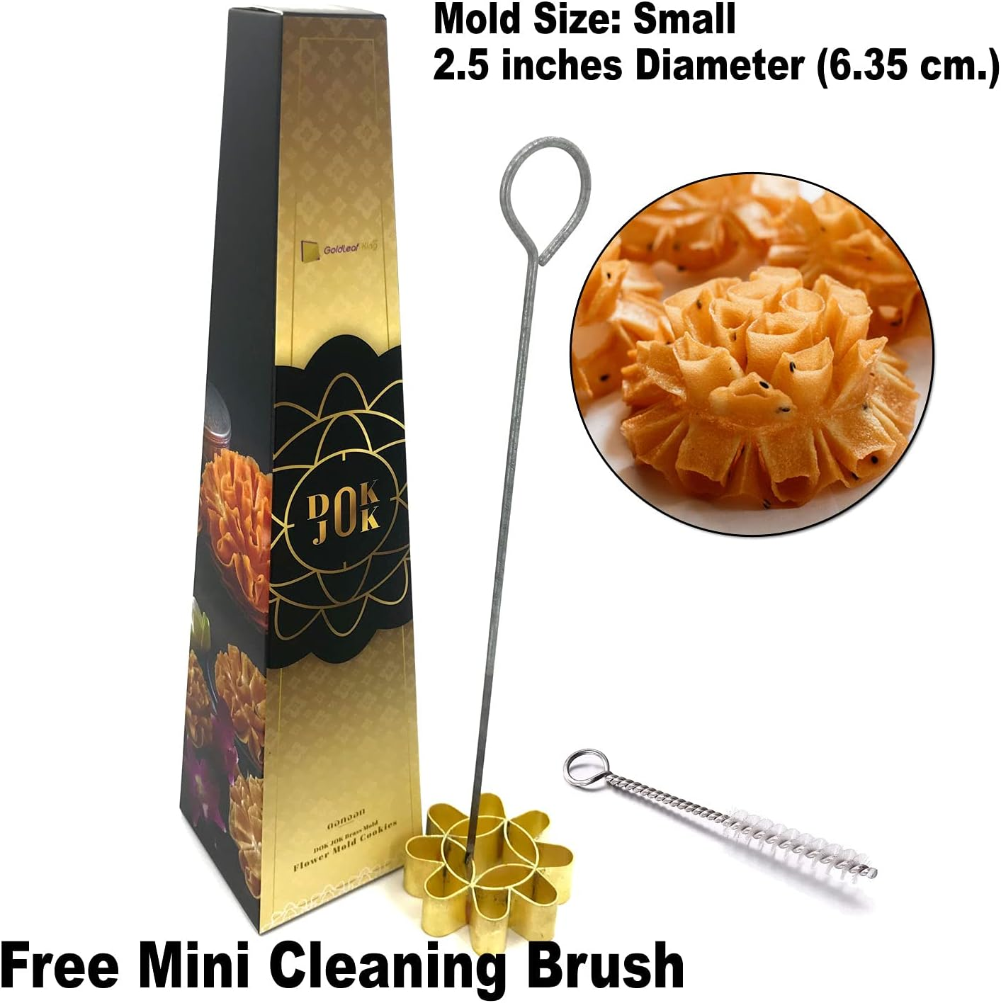 Goldleafking | Dok JOK Brass Mold - Size S Small - Thai Sunflower Cookies Molds 2.5 Inches image number 5