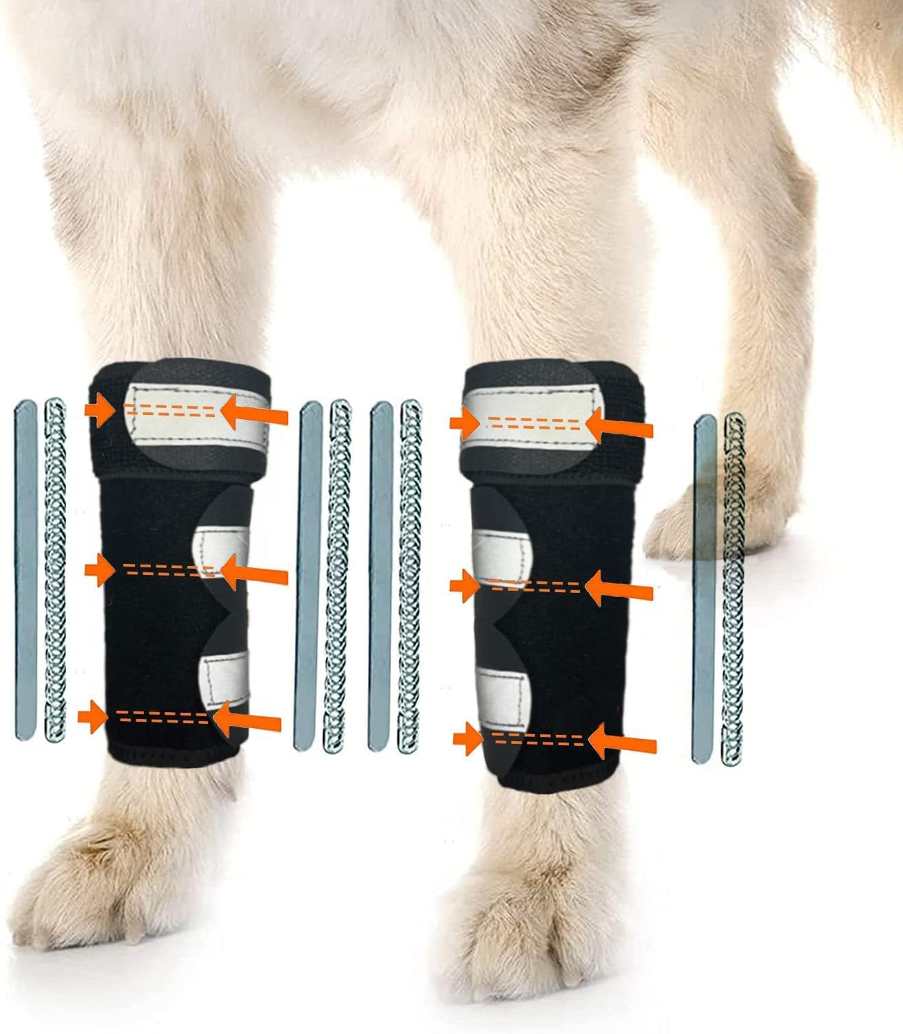 Dog Wrist Guards with Side Metal Splints Provide More Support for the Canine'S Front Legs, Aiding in Cruciate Ligaments, Wound Healing, and Loss of Stability in Arthritis (L, Black)