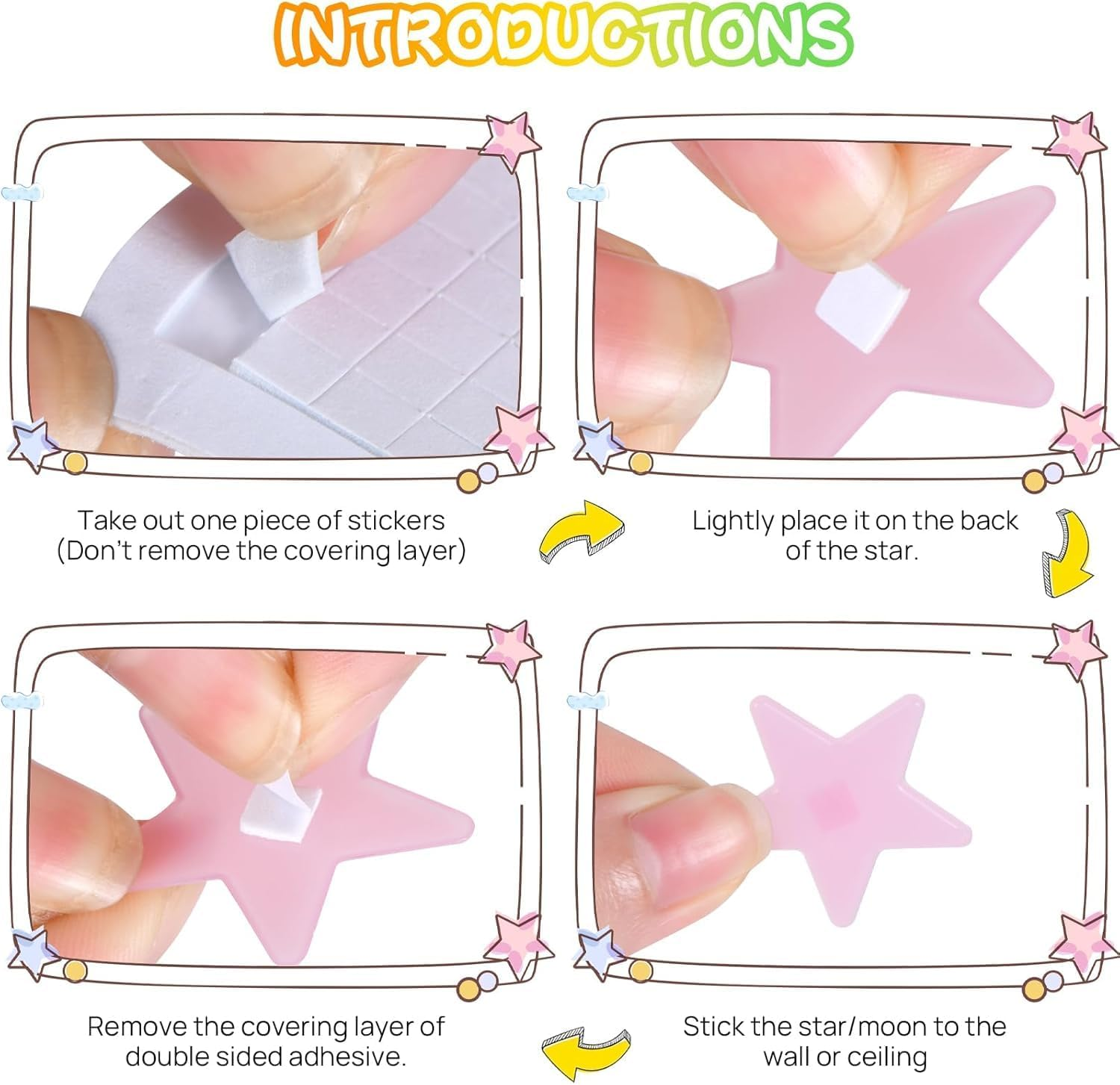 Glow in the Dark Stars and Moons for Kids Bedroom &ndash; 200 Glow Stars Ceiling Stickers & 6 3D Moons &ndash; Wall & Ceiling Room Decor for Boys and Girls image number 2