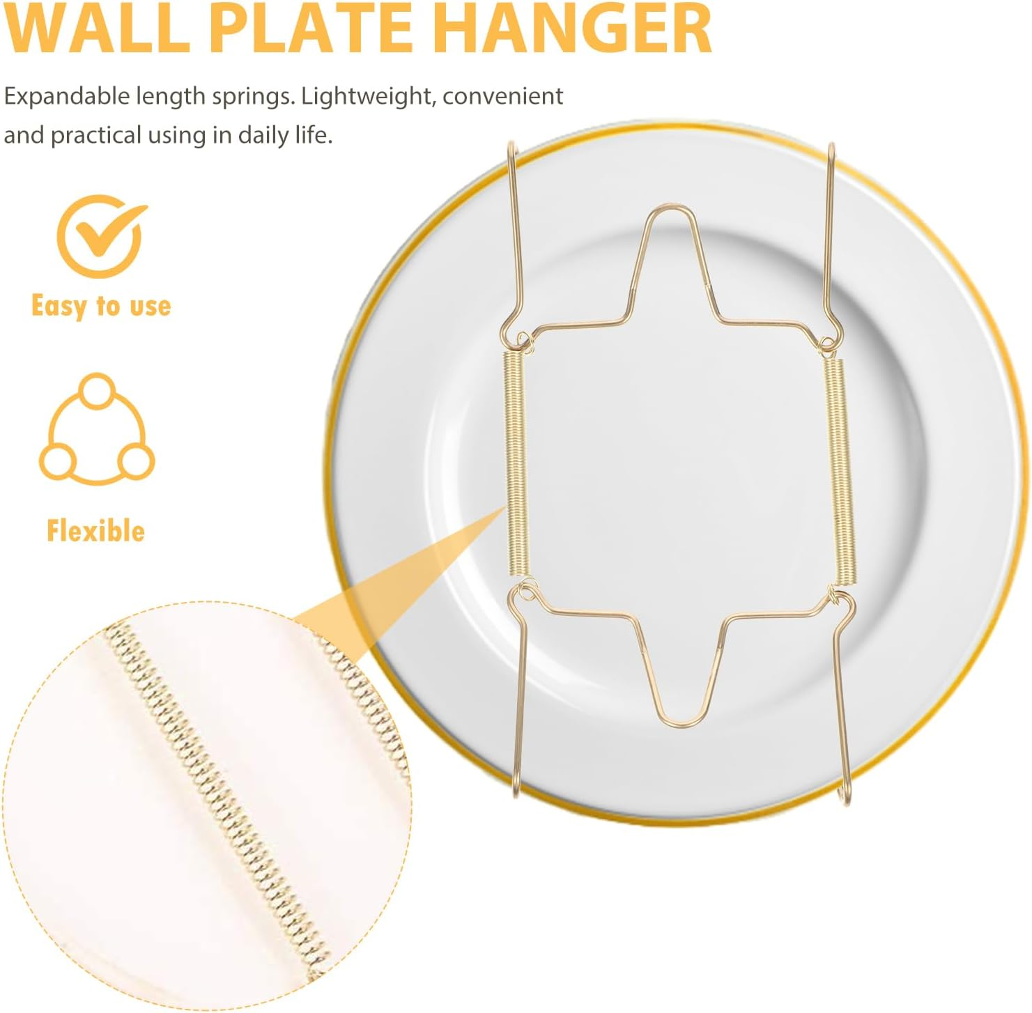 Healeved Invisible Plate Hanger Wall Plate Hanger: 4Pcs Stainless Steel Decorative Wire Plate Holders Hanging Wall Hook Dish Hanger for Antique Plates Art Decor Wall Plate Hangers image number 2