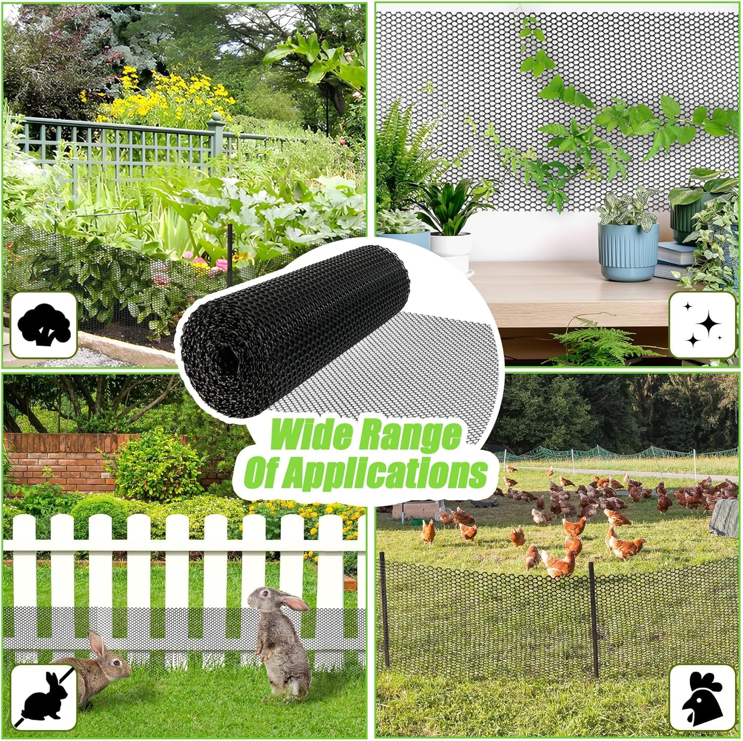 Plastic Wire Mesh Fence 40 X 300CM Roll - Ideal for Poultry, Dogs, Rabbit, Snake Barrier & Gardening - Durable Plastic Chicken Wire Mesh (Black) image number 1