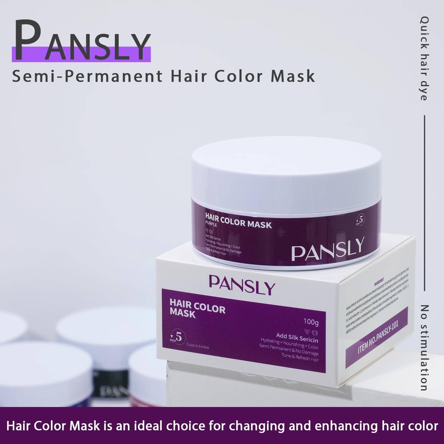 Purple Hair Color Mask, Nourishing Hair Dye, 100G image number 6
