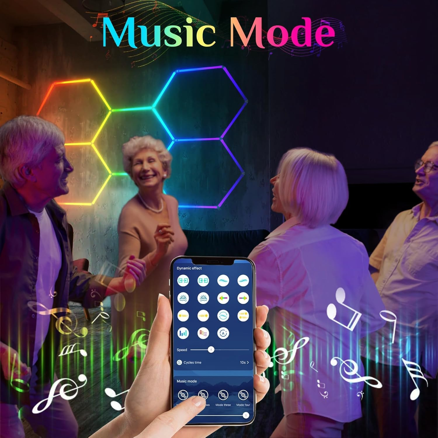 Partsable RGB Hexagon Lights - Garage LED, Lighting with Music Mode, 358 Kinds of Changes, Honeycomb LED for Gym Bar Gaming Room Garage Lighting Basement Decor(5 PCS) image number 6