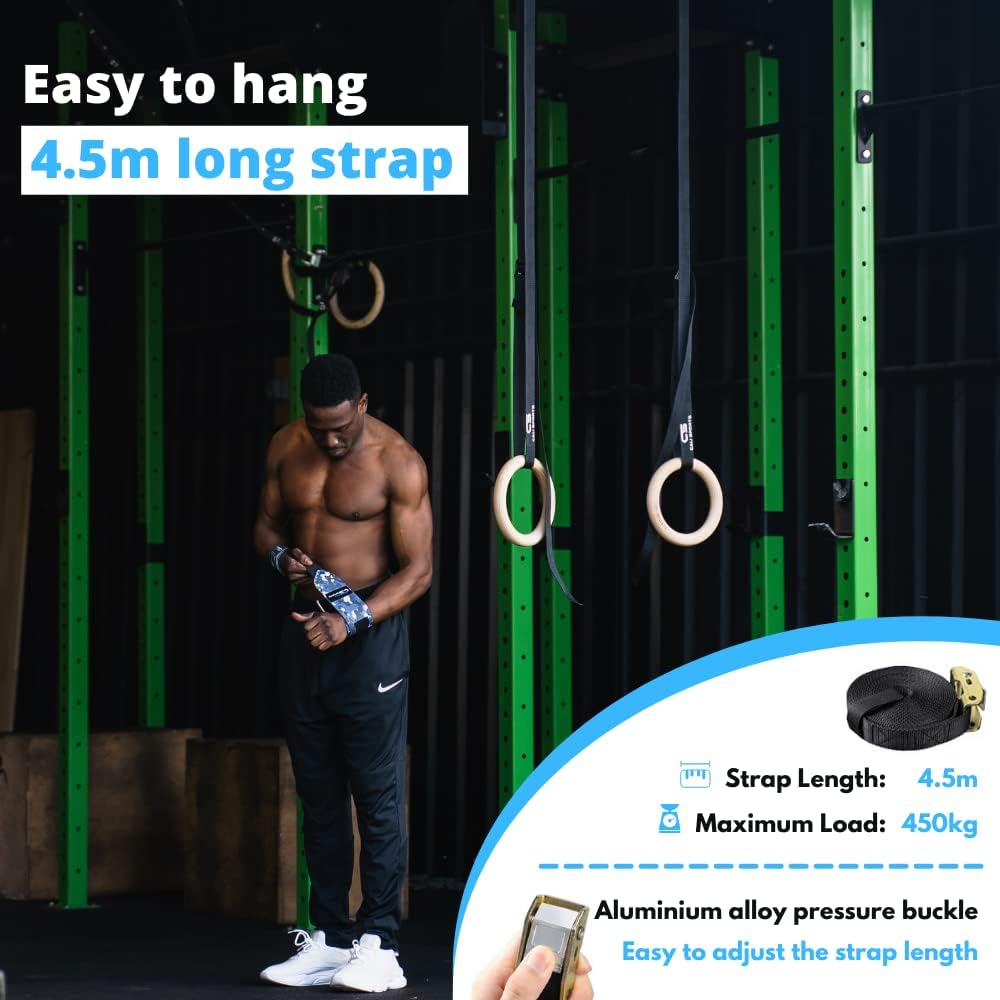 CALI SPORTS Wooden Gymnastic Rings, Calisthenics Equipment, Fitness Olympic Ring, Gymnastics Equipment for Home, Adults and Kids image number 4