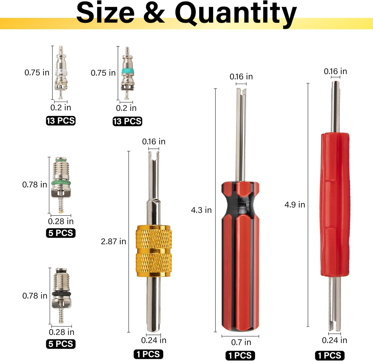 39 PCS Air Conditioning Valve Core Accessories Kit, R12 R134A Refrigeration Schrader Tire Valve Stem Cores with Single & Dual Heads Valve Core Remover Installer Tool, HVAC System Seal Caps Kit image number 2