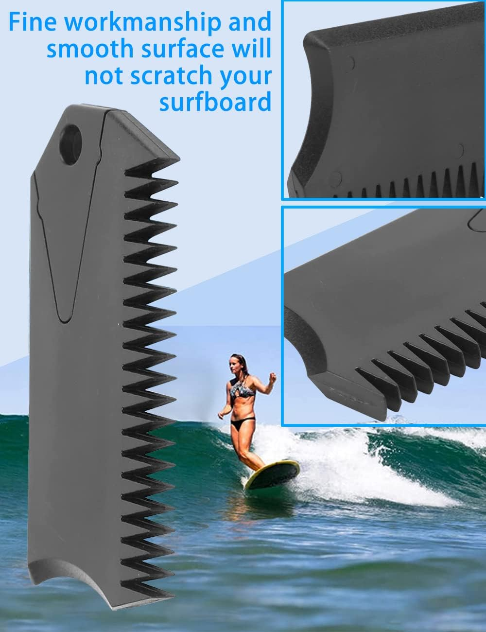 4 Pack Wax Comb with Fin Key, SUP Surf Board Wax Comb, Cleaning Remover Skim Board Surfing Accessory, Surfboard Wax Remove Comb Portable Black Fin Wax Scraper Tool, Black Maintenance Remover Comb image number 1