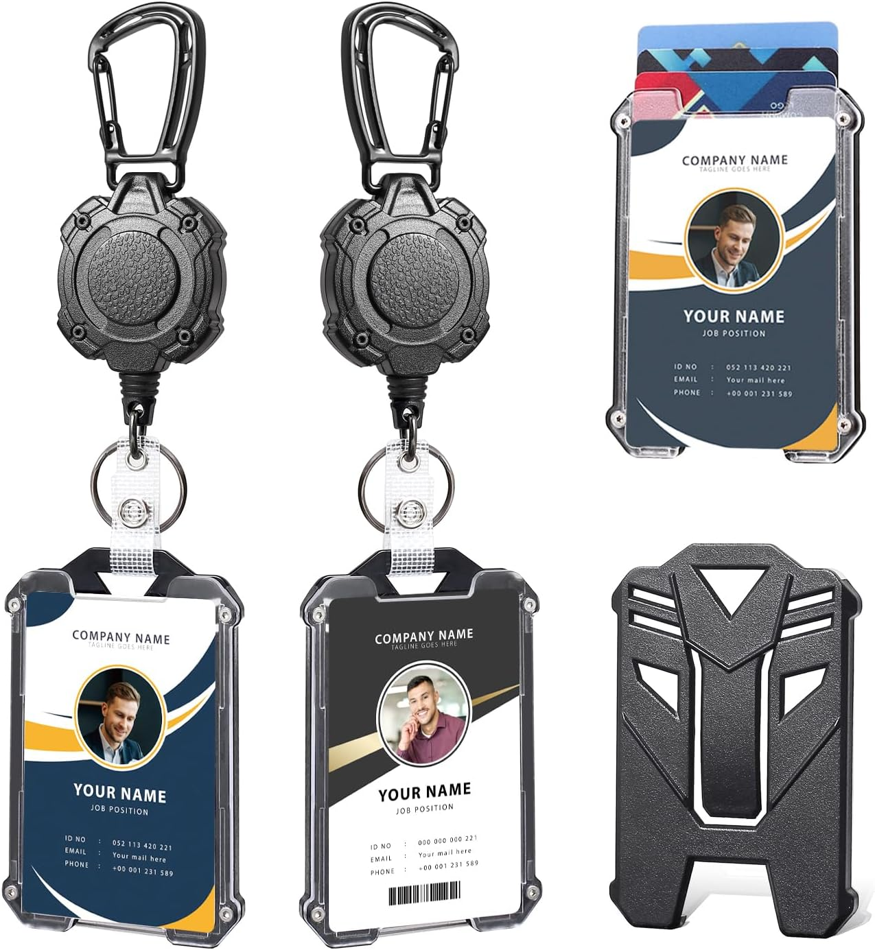 2 Pack Badge Reels Retractable Keychain Retractable Lanyard Keychain Clip Heavy Duty Badge Reel for ID Badge Holder Key Chain