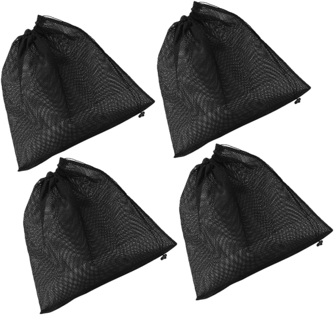 4Pcs Water Pump Barrier Mesh Bags with Drawstring Fine Filter Pouches for Outdoor Aquarium and Pool Pump Filtration Black Mesh image number 1
