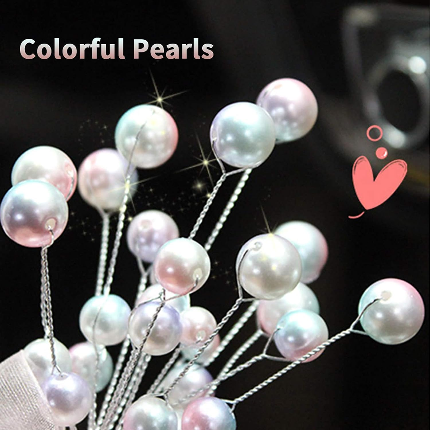 Bling Car Dashboard Display Decorations, Auto Colorful Pearls and White Rhinestones Crystal Decor Flower, Pink Cute Bling Interior Car Accessories for Women, Girl image number 4