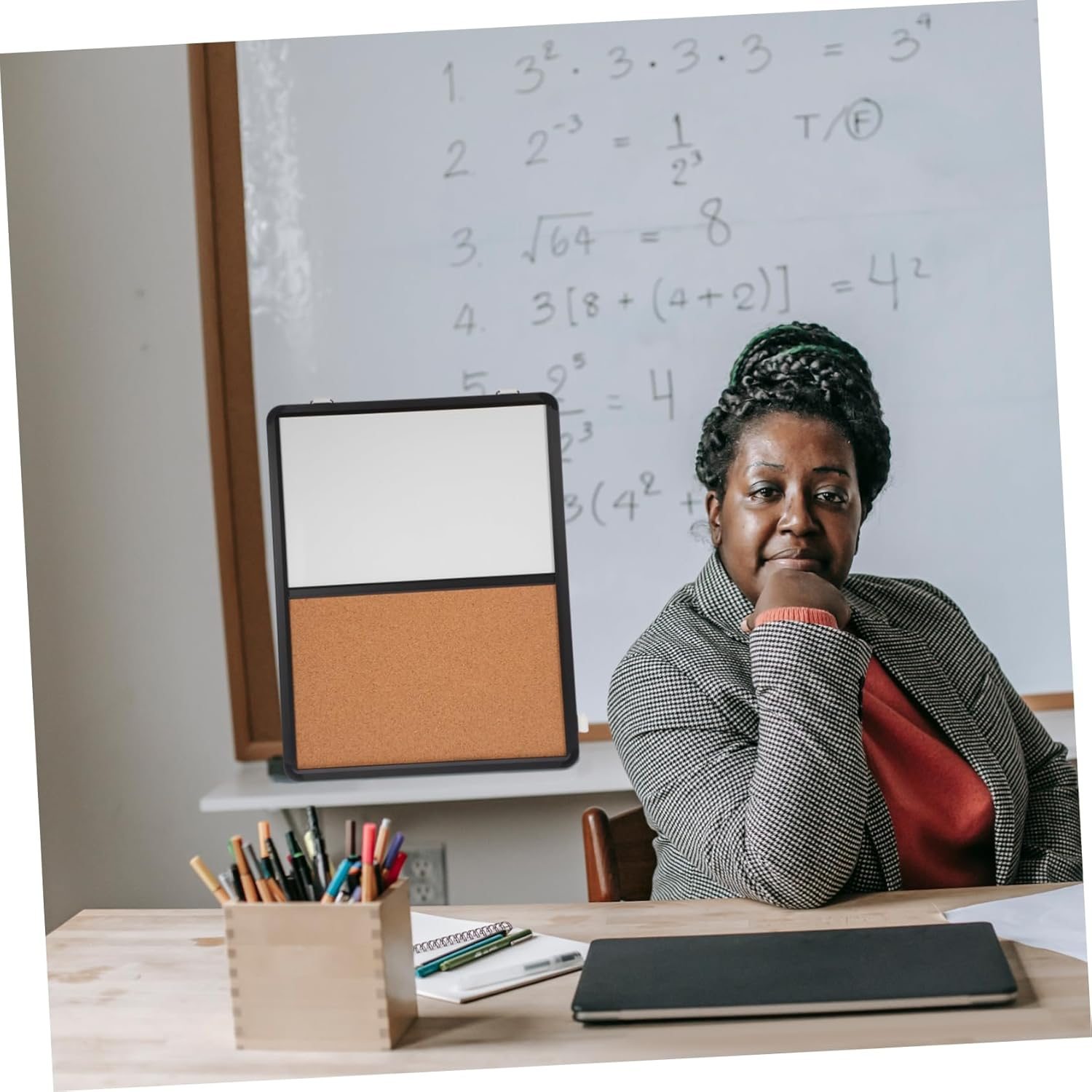 Operitacx Office Cork Board Memo Notice Board Wall-Mounted Dual-Use Whiteboard and Corkboard Decorative Bulletin for Use image number 3