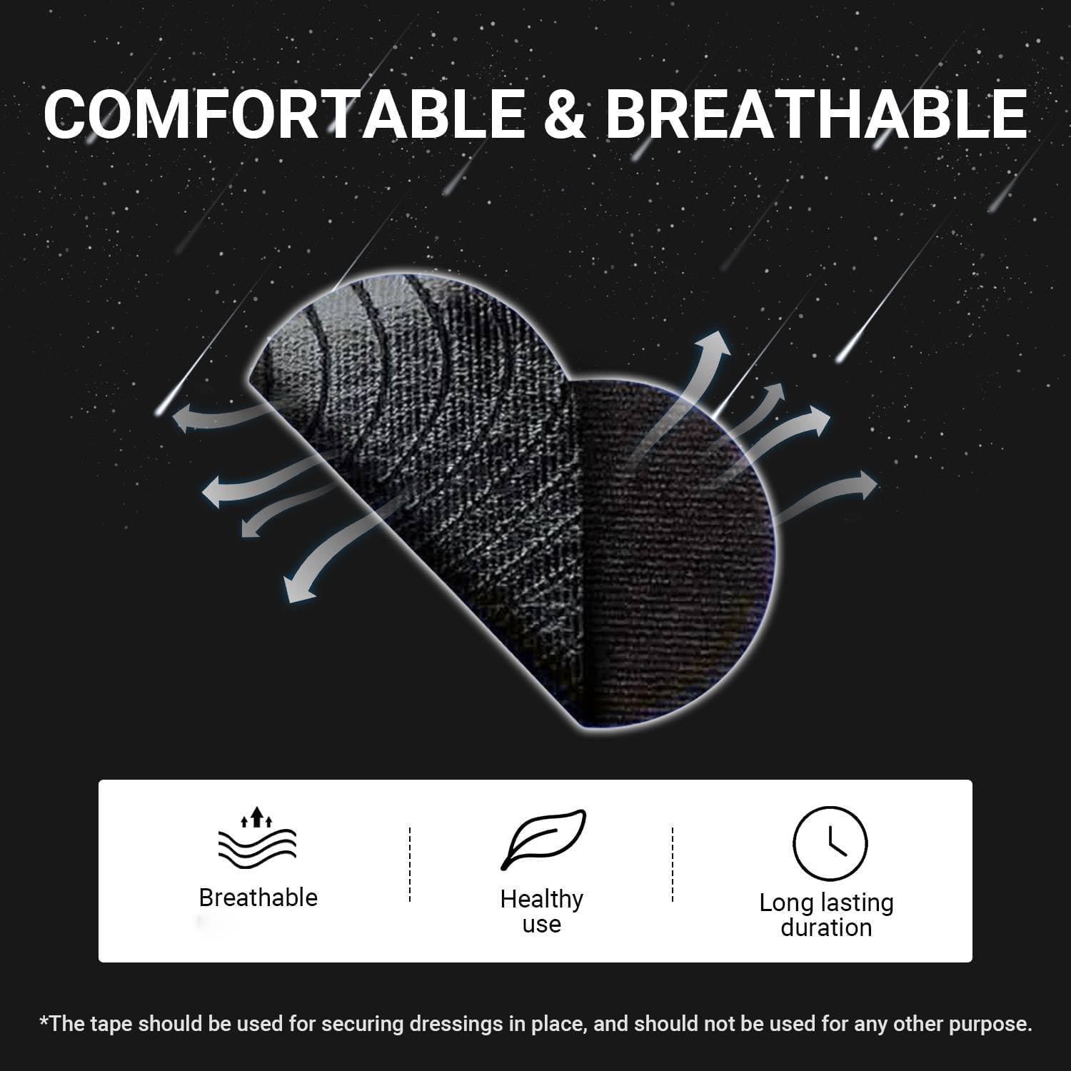 30 Pcs Black Premium Strip Tapes Hypoallergenic Painless Removal Tape, Strong Adhesive Tape Multi-Functional Suitable for Sleeping, Books, Bowling, Heel image number 6