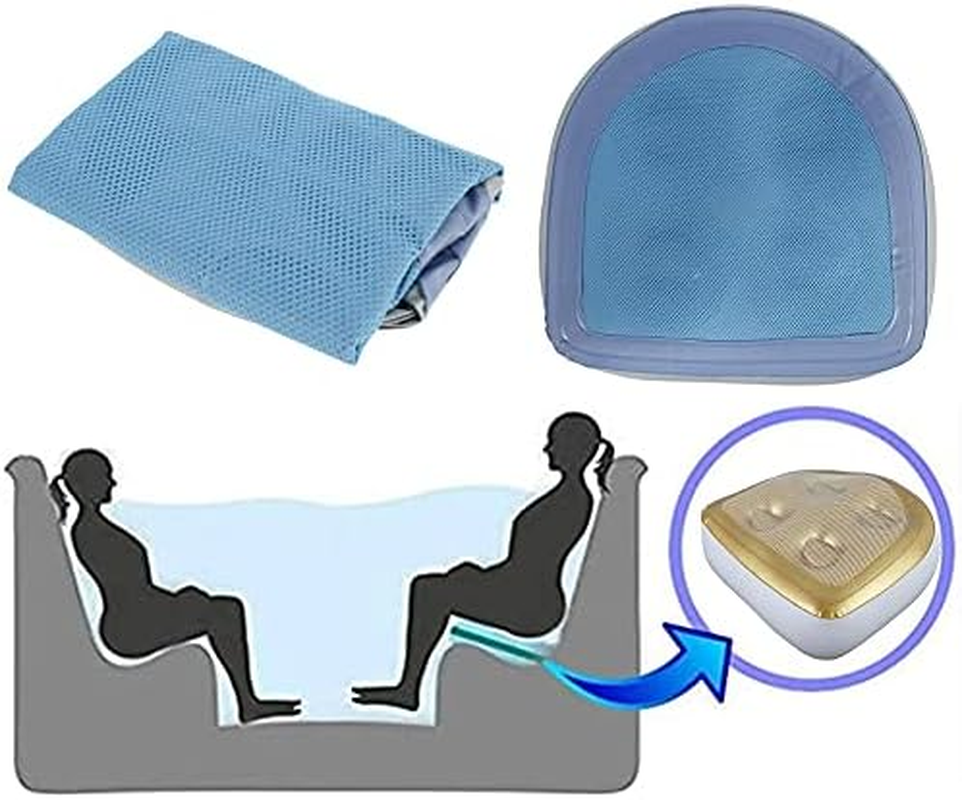 Spa and Hot Tub Booster, Soft Non-Slip Inflatable Booster Seat with Suction Cup, Comfortable Durable Seat Back Pad with Mesh for Hot Tub, Spa, Pool (Blue, 2Pcs) image number 4