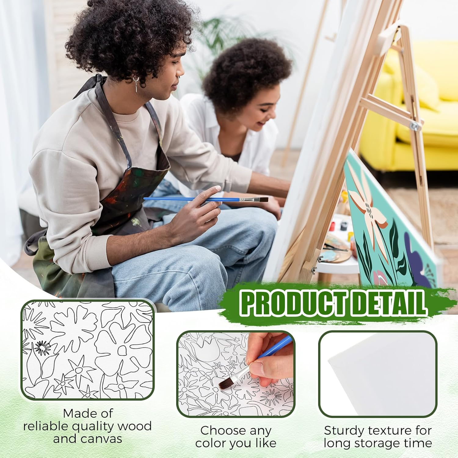 Sherr 140 Pcs 20 Set Pre Drawn Canvas Kit for Painting Craft Sip and Paint Kit for Adults Pre Printed Canvas Painting Favor for Virtual DIY Birthday Gifts Adult'S Date Party(Flower) image number 4