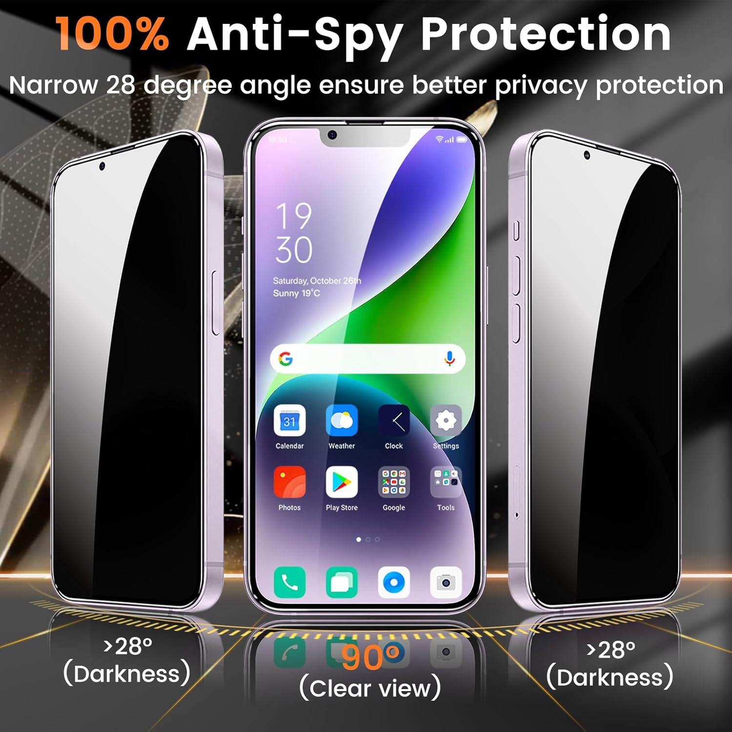 Lesakit 3+3 Pack Privacy Screen Protector for Iphone 14 plus 6.7-Inch with 3 Pack Camera Lens Protector, anti Spy Tempered Glass Film 9H Hardness Bubble Free Case Friendly image number 2