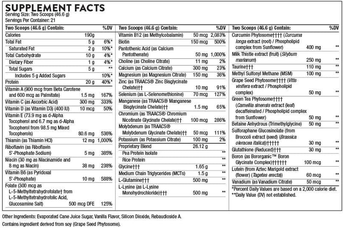 Thorne Mediclear-Sgs - Foundational Support, Elminate Environmental and Dietary Toxins - Rice and Pea Protein-Based Drink Powder with a Complete Multivitamin-Mineral Profile - Vanilla - 34.4 Oz image number 2