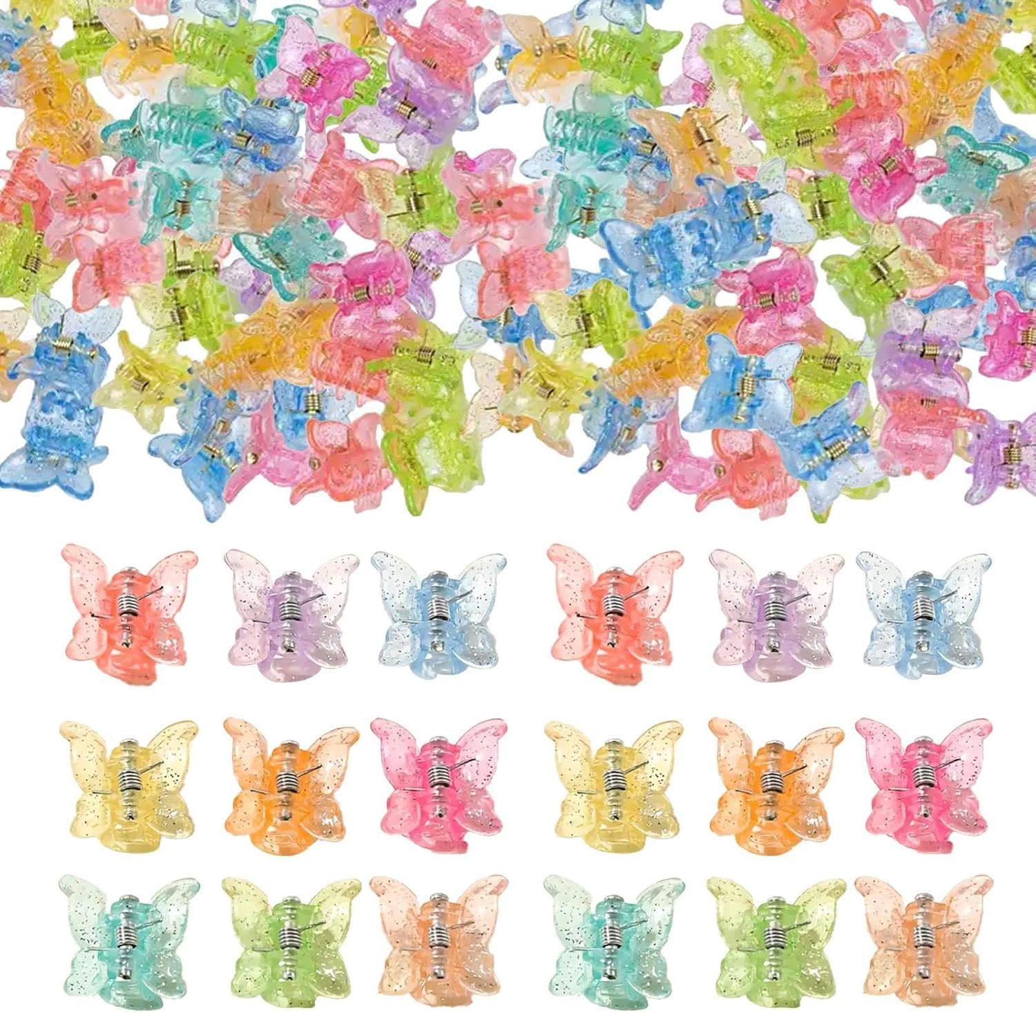 Pack of 50 Plastic Trap Laces Clips, Colourful Mini Hair Clips, Fashionable Hair Accessories for Girls, Reusable, Firm Hairstyle Decoration. image number 2