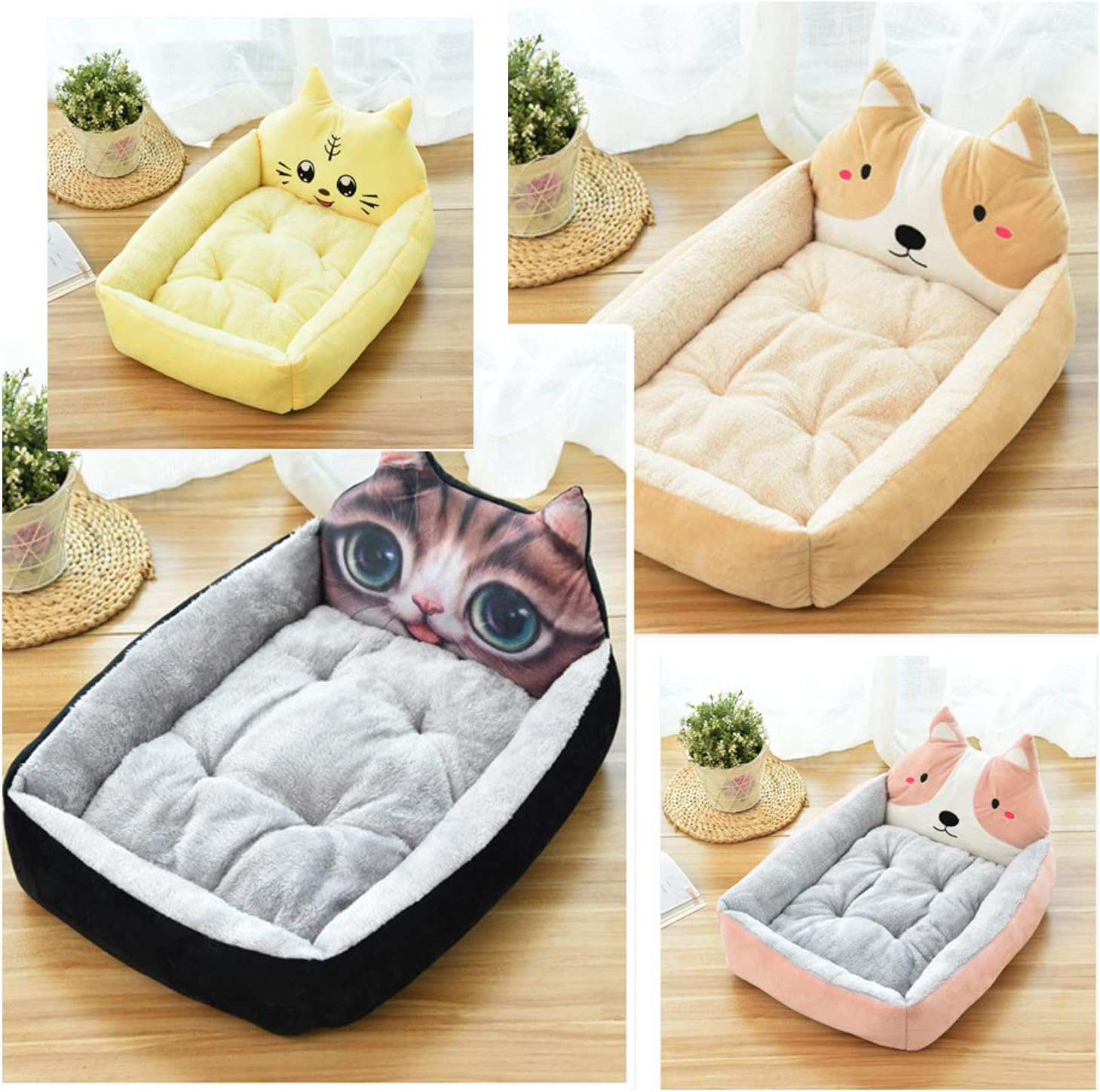 PETCUTE Dog Beds Washable Dog Cushion Warm Dog Sleeping Area Fluffy Square Dog Beds for Small Medium Large Dog Cat image number 6