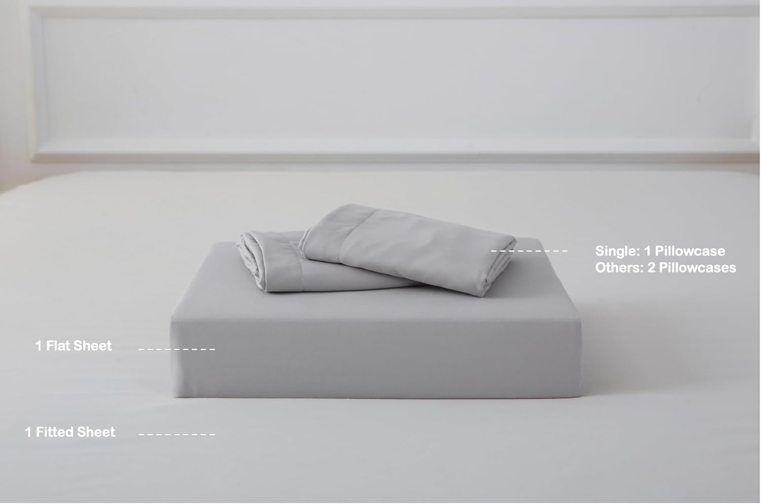 Gray King Bed Sheet Set, 1500TC 130GSM Ultra Soft Microfiber Bedding, Durable, Wrinkle Resistant, Fade Resistant, Fitted Sheet & Flat Sheet & 2 Pillowcases (4Pcs, King) image number 1