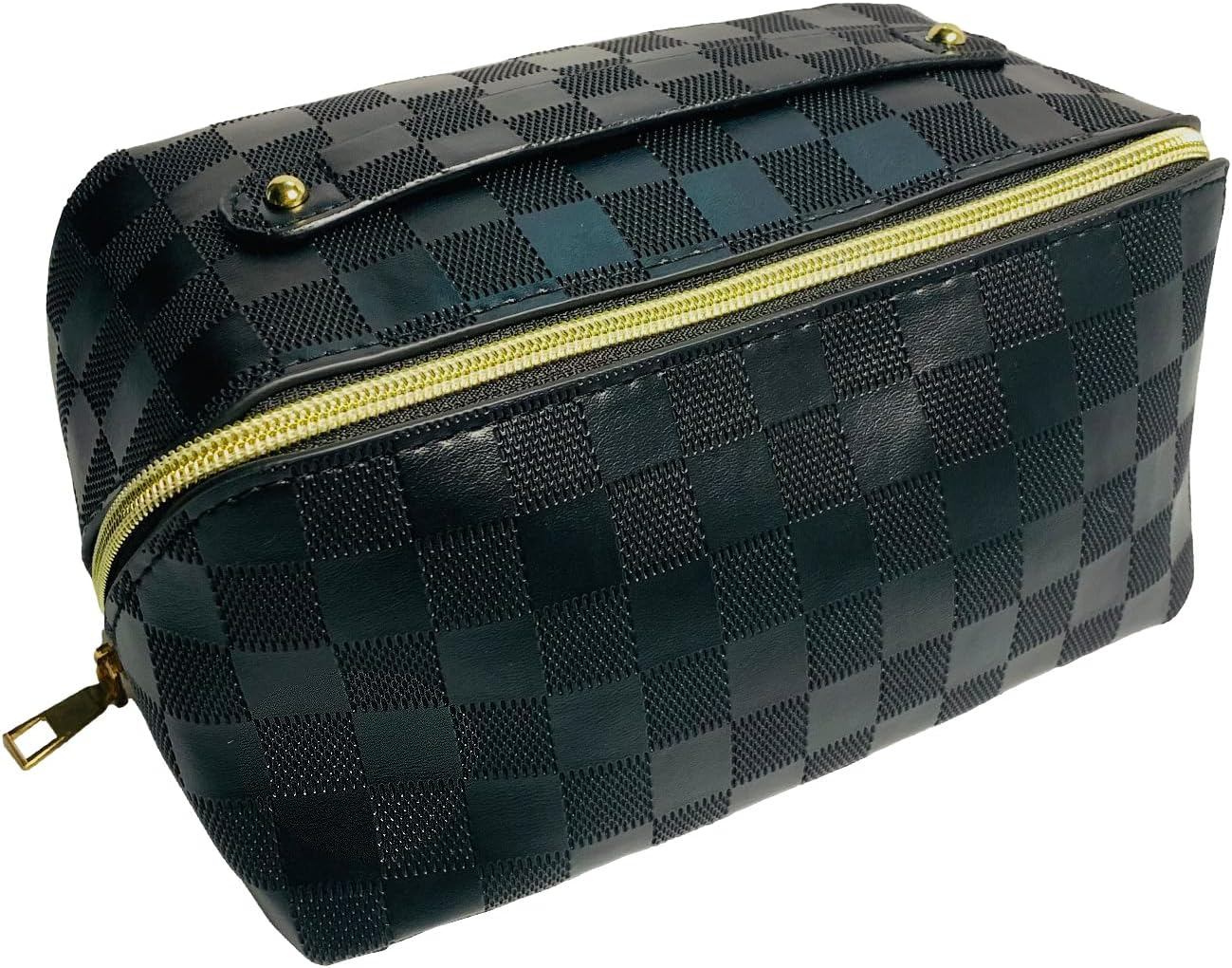 Travel Makeup Bag for Women, ZACHMEST Large Capacity Pouch Open Flat Cosmetic Bag with Compartments, Water-Resistant PU Leather Portable Toiletry Bag with Divider and Handle image number 1