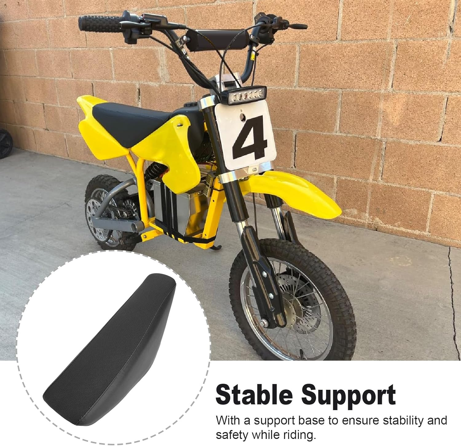 Generic Motorcycle Flat Tall Foam Seat, Motor Trail Bike Tall Seat for CRF50 50 90 110 125 150 160 Pit Dirt Bike (Black) image number 6