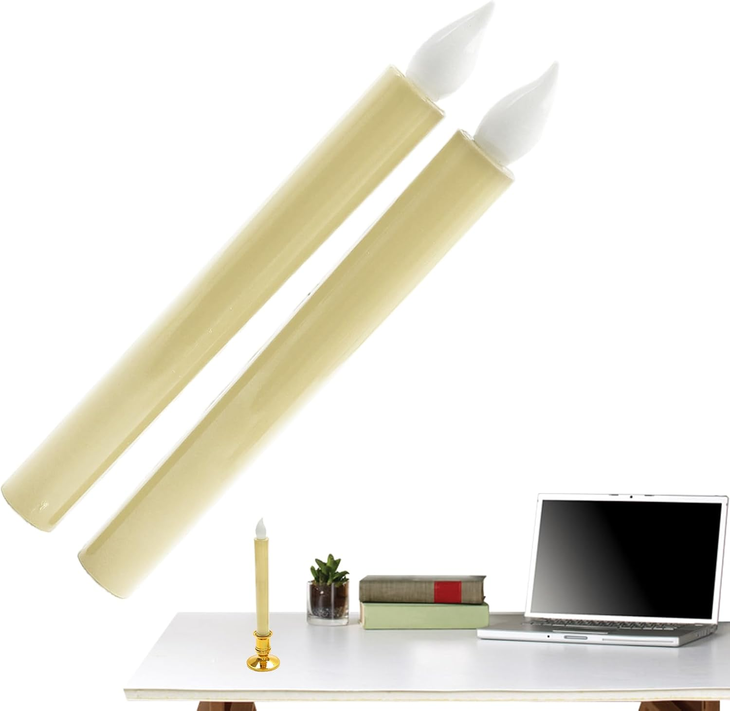 LED Flameless Candles | Birthday Decoration | Holiday Flickering Candles | for Home Dormitory Living Room Dinner Table Patio Bedroom Bathroom Wedding Birthday Parties Family Gatherings - Beige image number 6