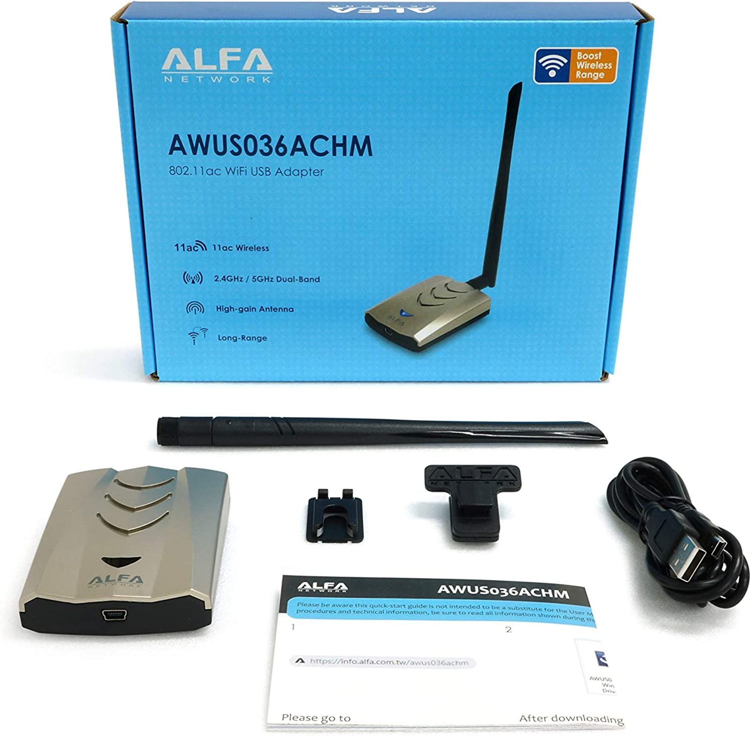 Alfa AWUS036ACHM 802.11Ac Wifi Range Boost USB Adapter