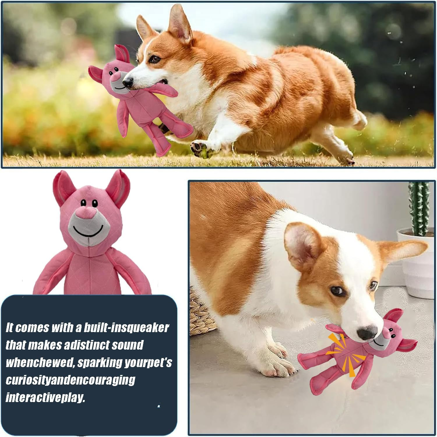 Oxford Cloth Durable Dog Toy Bear for Large Dogs, Heavy Duty Chew Proof Plush Puppy Toy, Interactive Durable Chew Toy for Aggressive Chewers image number 2