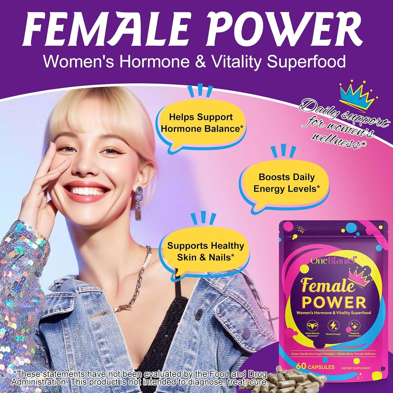Female Power | Women&rsquo;S Vitality Superfood | Grass-Fed Bovine Organ Complex with Uterus, Ovaries, Liver, Kidney & Heart | Nutrient-Dense Whole Food Supplement | 60 Capsules image number 5