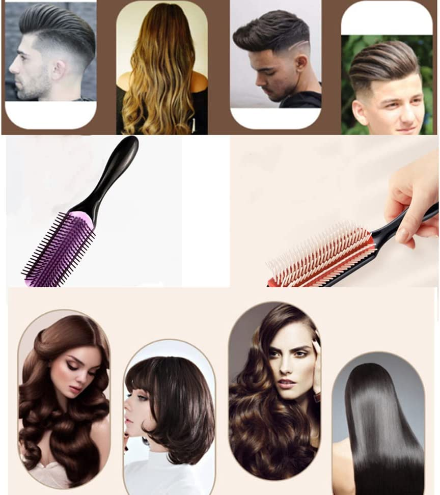 2 Pieces Hair Brush, 9 Row Cushion Brush Hair Styling Brush for Women,Styling Detangling Shaping Smoothing Blow-Drying Separating, for Separating, Defining Curls, Blow Drying. image number 3
