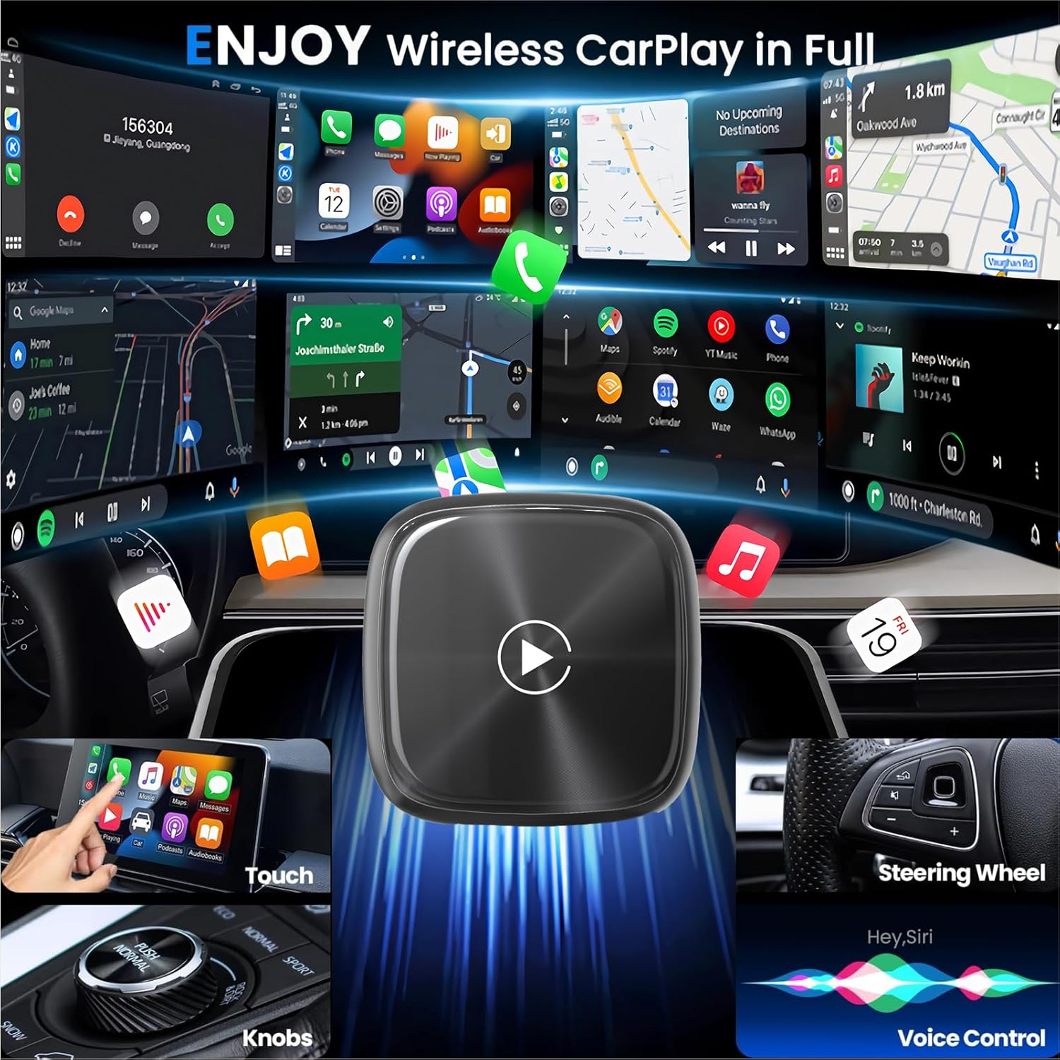 Wireless Carplay Adapter for Iphone & Android Auto, Plug & Play Converts Wired to Wireless Carplay, Compatible with Ios 10+/Android 11+, Mini USB Design（2016 +） image number 6
