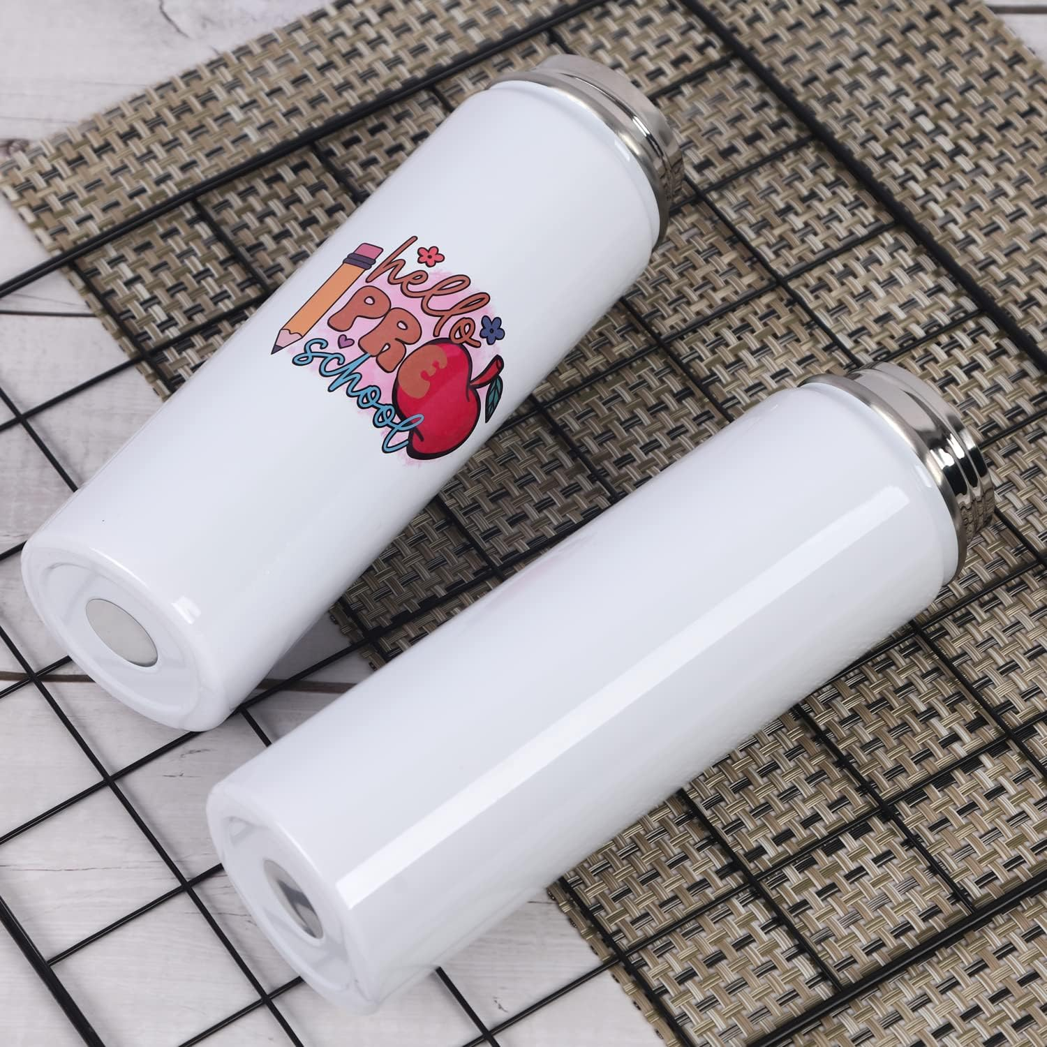 Draheri Sublimation Sports Water Bottle Blanks, 22 Oz Sublimation Tumblers, Double Wall Stainless Steel Sports Water Bottle Flask with Portable Handle, Individually Boxed (8 Pack) image number 1