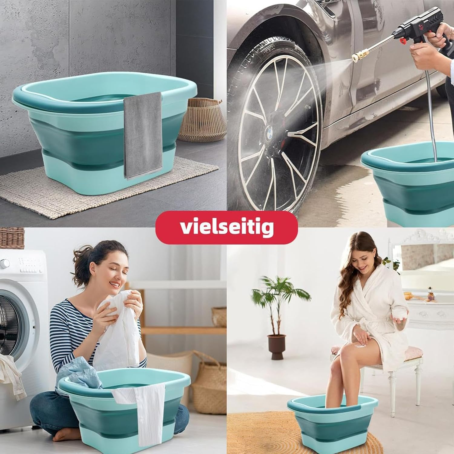 Foot Soaking Bucket, 15L Foot Wash Basin Feet Soaking Tub, Foldable Foot Spa Bucket Portable Large Space Foot Soak with Handle, Foot Tub for Outdoor Laundry Travel Hoffti image number 1