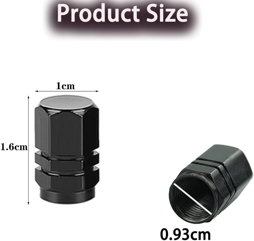 Bluejunior 12Pcs Tire Valve Stem Caps (Black), Aluminum Alloy Hex Grip Valve Covers，Dust-Proof Replacement Caps for Car, Bike, Motorcycle & SUV image number 3