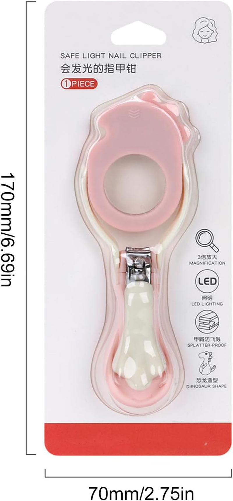 Gihioue Baby Nail Clippers with Light | Fingernails Trimmer | Foldable Clipper with Magnifier and LED Light for Babies Adults Seniors Elderly Pets image number 3