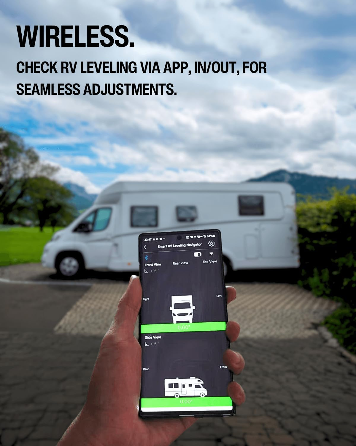 Wireless RV Leveling System by Xparkle,Bluetooth RV Leveler for Campers,User-Friendly Phone App with Real-Time Precise Leveling Measurements, Advanced Wireless Camper Leveler, Included AA Batteries