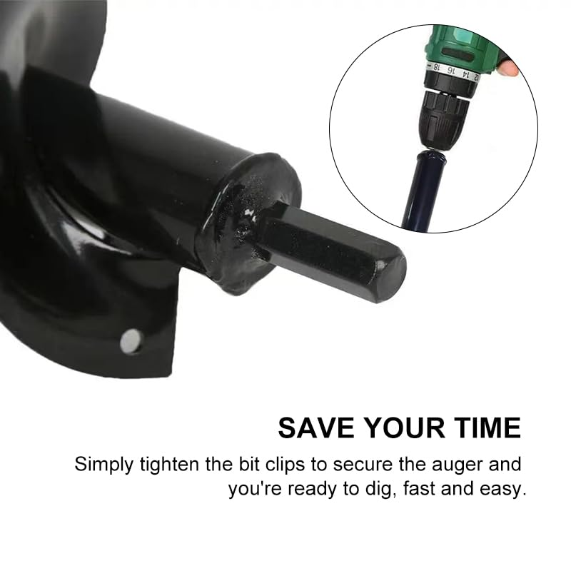 Leona Co Garden Auger Spiral Drill Bits, 80 * 300Mm/80 * 600Mm Post Hole Diggers Auger Drill Bit Drill Auger Planter Outdoor Attachment (&Phi;80 X 600Mm) image number 3