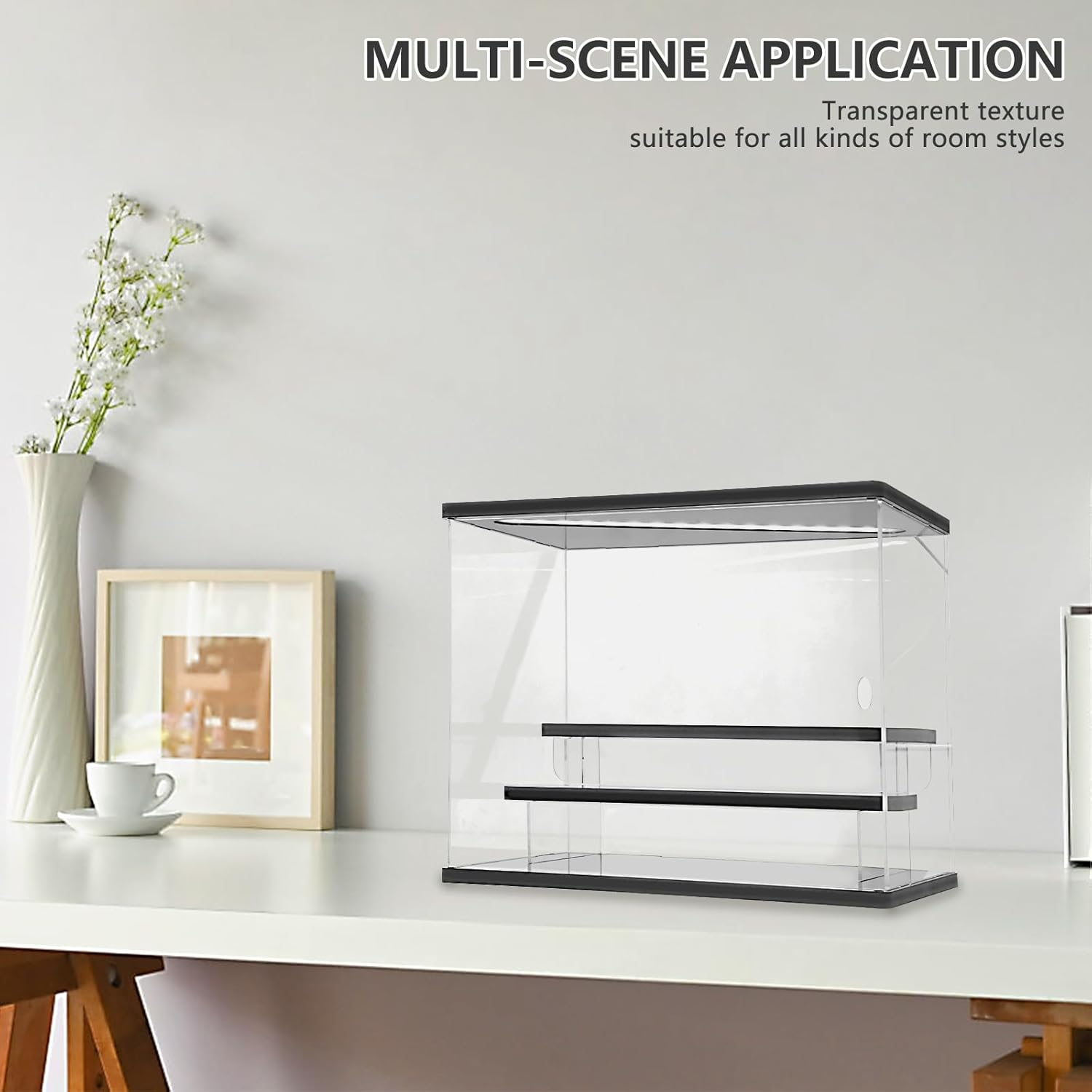 3/5 Layers Acrylic Display Case with LED Light, Versatile Easy Assembly Collectibles Display Case, Dust Proof Transparent Action Figure Display Box for Home Shop Transparent (3 Layer) image number 6