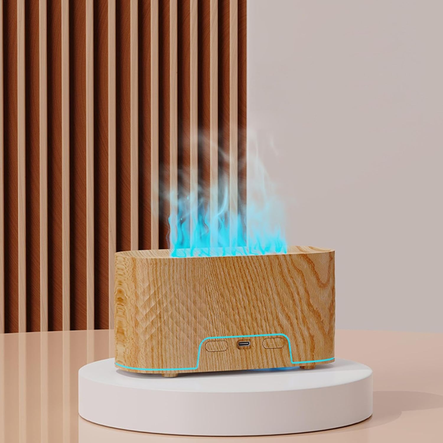Flame Oil Diffuser - Flame Air Diffuser, Air Fragrance Diffuser with USB Charging | Colorful Diffuser Humidifier with 2 Spray Modes, Bonfire Fragrance Diffuser P - Wood Color image number 5