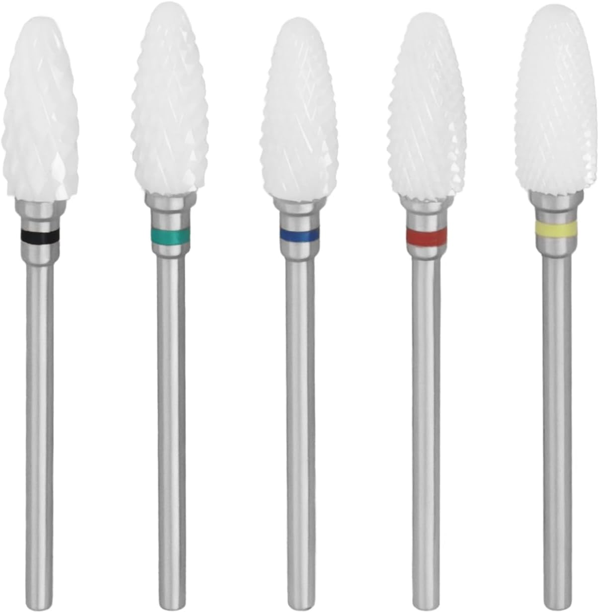 VGOL 5PCS Ceramic Drill Bit Length 50.9Mm Handle Diameter 3/32 Inch for Acrylic Nails and Electric Nail Files Drill Machine Yellow Red Blue Green Black image number 3
