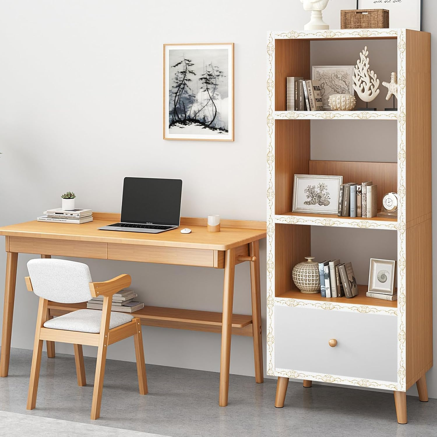 300*3.6Cm Wallpaper Borders Self-Adhesive,3D Vintage Pattern Coving for Ceilings, Flexible Moulding Trim Waterproof, Peel and Stick Wall Border for Mirror Frame， Home Decoration（White-Silver Pattern）