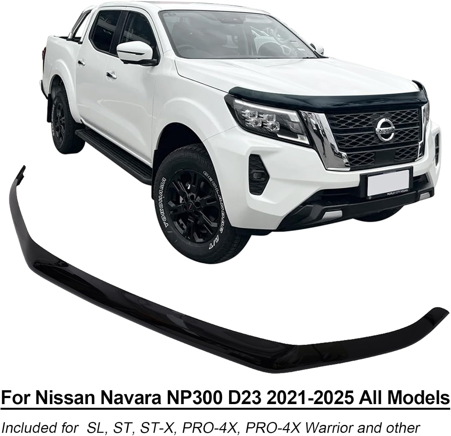 SUERAUTO4X4 Tinted Black Bonnet Protector for Nissan Navara NP300 D23 2021-2025 Accessories, Injection Front Bonnet Stone Protector Guard Trim Cover Car Exterior image number 1