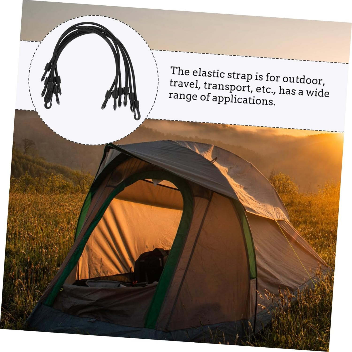 INOOMP Elastic Auto Luggage Bundling Straps with Hooks 4Pcs, Stretchy Cargo Fixing Tie Belts for Camping and Travel Accessories image number 5