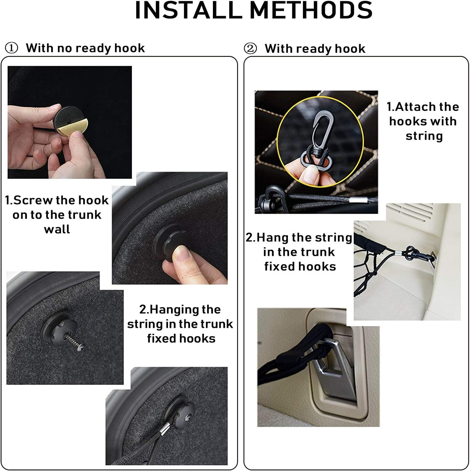 Car Rear Cargo Net, Heavy Duty Cargo Net Stretchable, Adjustable Elastic Storage Organizer Net, Trunk Cargo Storage Net with Hooks, Universal Fit for Car, Vehicle, SUV (35.4"X15.8") image number 5