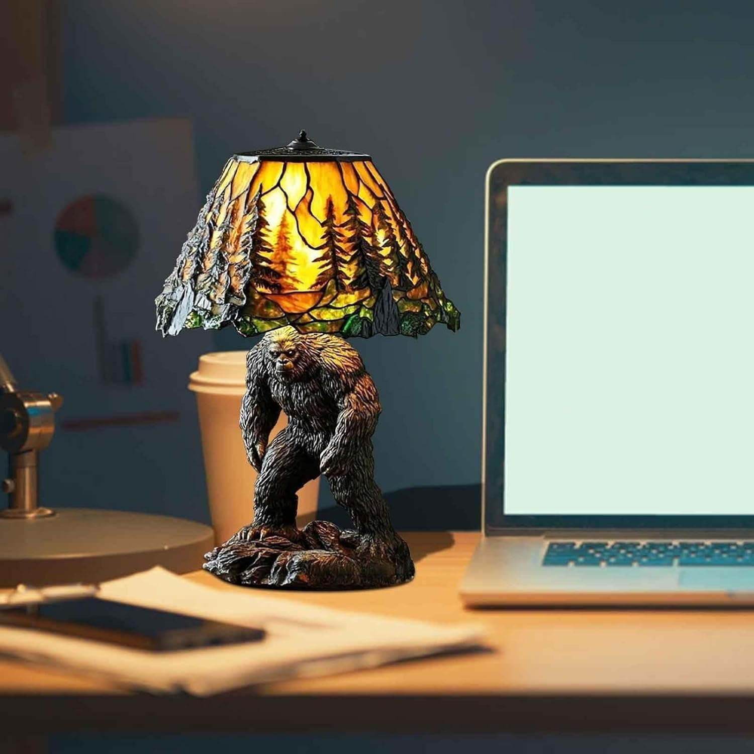 Gorilla Table Lamp, Animal Series Night Light, Handcrafted Stained Resin Animal Desk Lamp, Unique Home Decor Gift(20Cm) image number 2