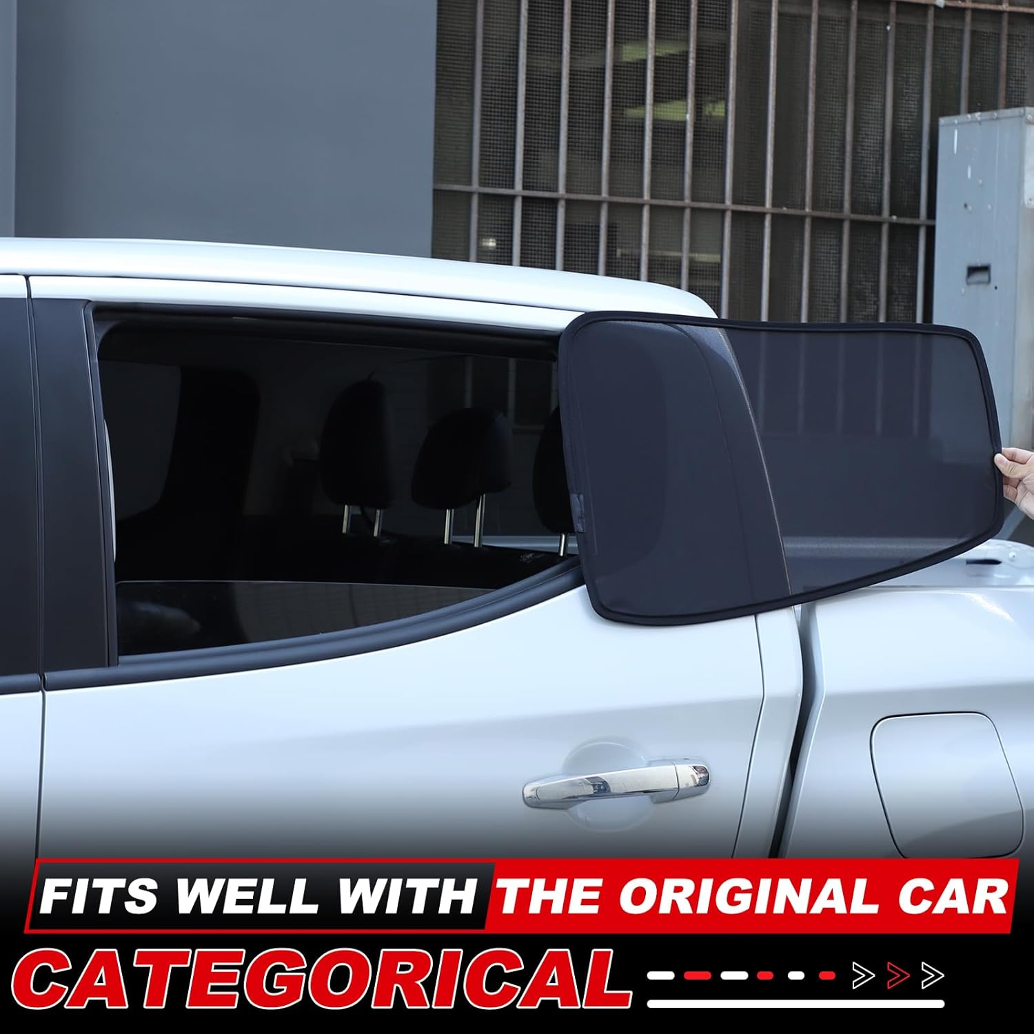 Window Sun Shade Compatible with Mitsubishi Triton / L200 2015-2023 Accessories | Windscreen Blind Mesh | Polyester (Rear Side Windows 2Pcs) image number 2