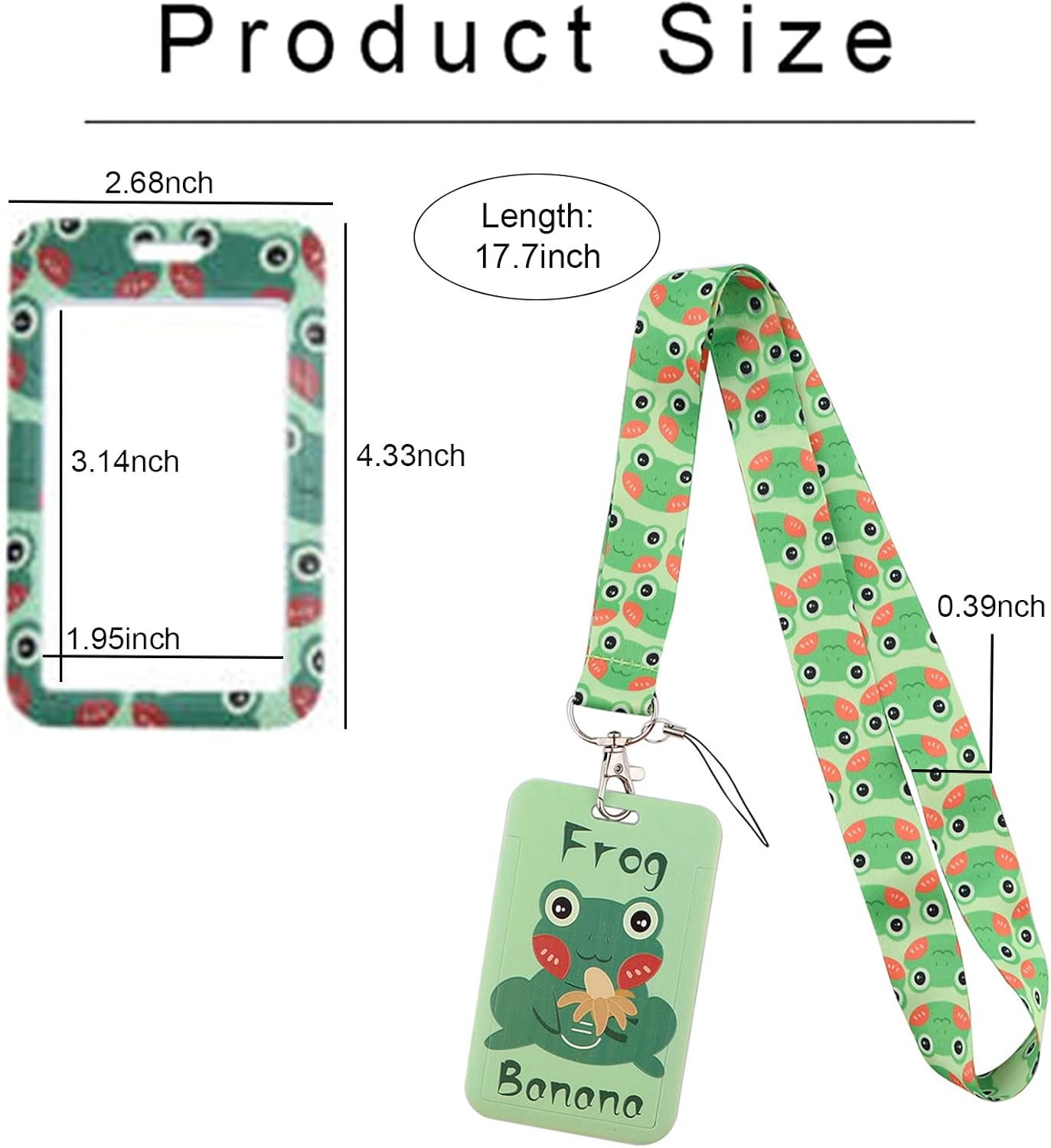 Cute Frog Lanyard with ID Badge Holder, Animal Cartoon Green Neck Keychain Strap for Keys Women Teacher Students Daughter School Work, Frog image number 3